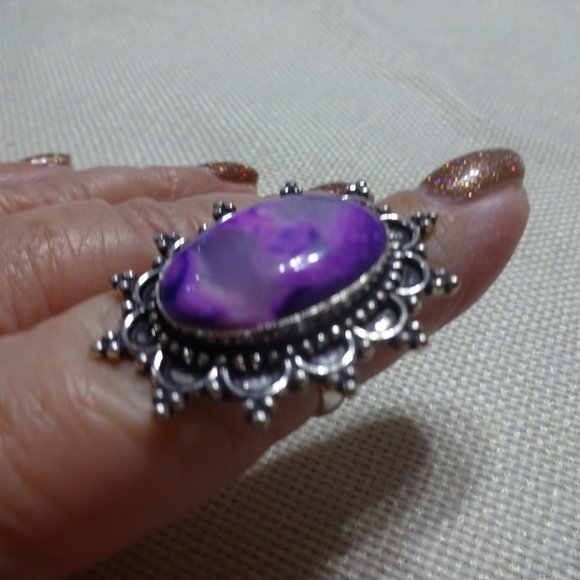 Beautiful "DENDRITE OPAL" Handmade Sterling Ring Size 7.5 #510B - Picture 2 of 3